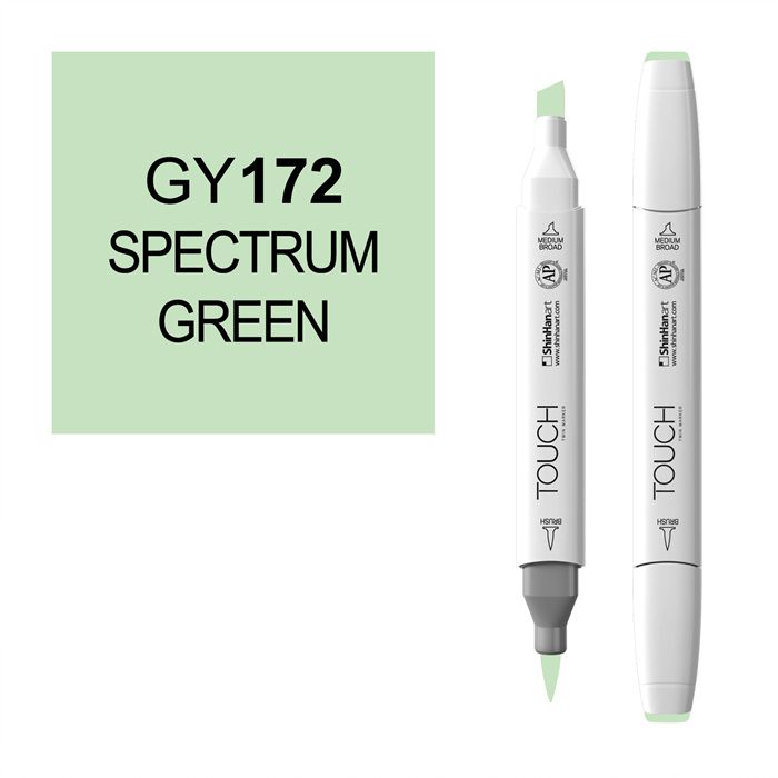 Маркер спиртовой BRUSH Touch Twin цв. GY172 зелёный спектр маркер художественный сонет twin brush мятно зелёный светлый сонет