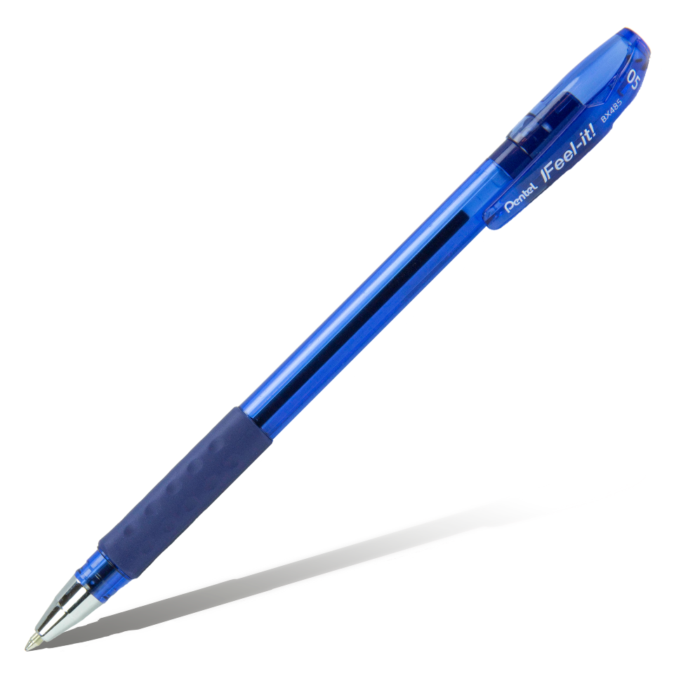Ручка шариковая Pentel Feel it!, 0,5 мм, метал. наконечник, 3-х гранная зона захвата, синий стержень рабочая зона scout