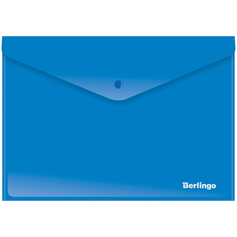 Папка-конверт на кнопке Berlingo А4, непрозрочная, синяя папка конверт неон