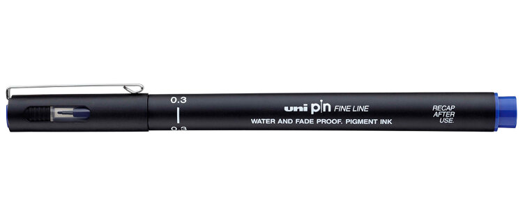 Линер UNI PIN03-200 (S) 0,3 мм, синий папка для чертежей и рисунков а2 650 х 470 х 100 мм с ручками пластик молния сверху devente no panic внутренний карман 400 мкм