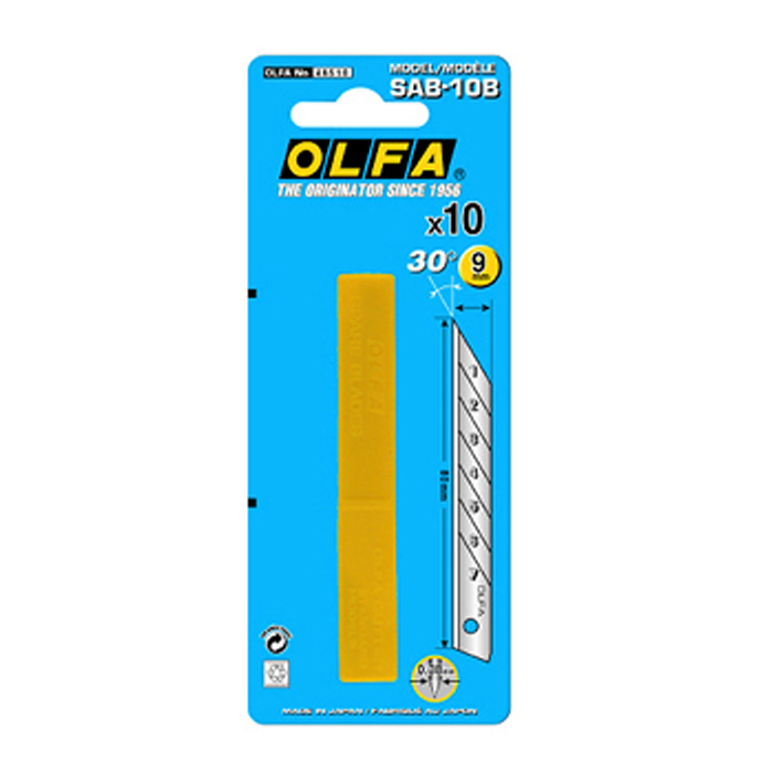 Лезвия OLFA сегментированные для графических работ 9х80х0,38 мм 10 шт 