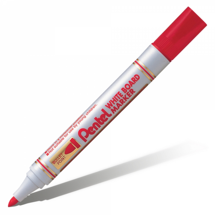Маркер для досок Pentel 4,2 мм, пулеобразный наконечник, красный маркер с нитроэмалью белый lekon 011904