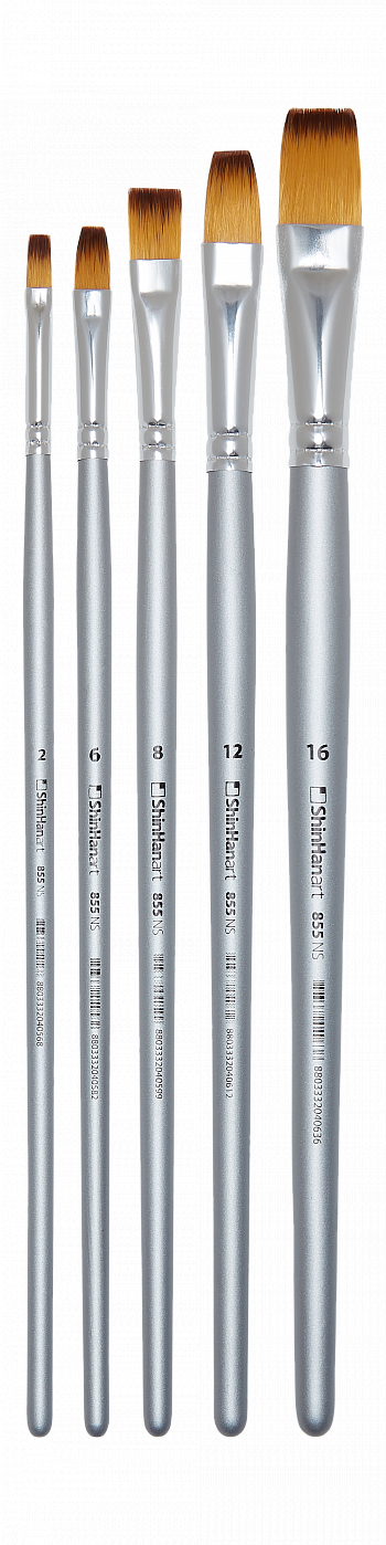 Набор кистей синтетика ShinHanart Artist 5 шт, плоские № 2,6,8,12,16 штамп для творчества силикон мастерская художника 16х11 см