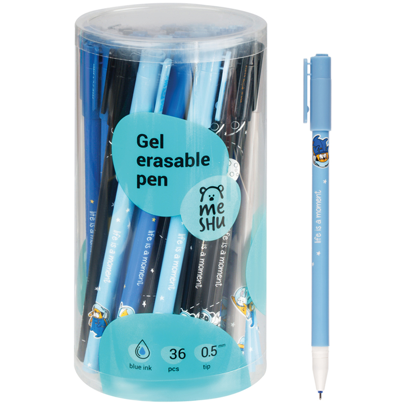 ручка гелевая стираемая meshu meow 0 5 мм синяя корпус ассорти Ручка гелевая стираемая MESHU 