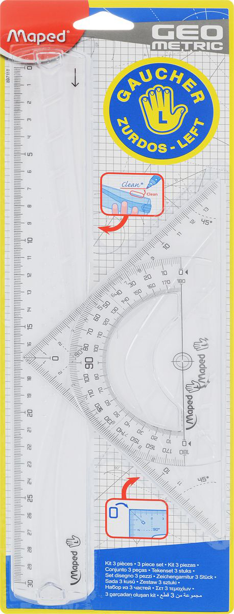 Набор чертежный Maped Geometric, для левшей, 3 предмета точилка 2отв i gloo пласт контейнер maped