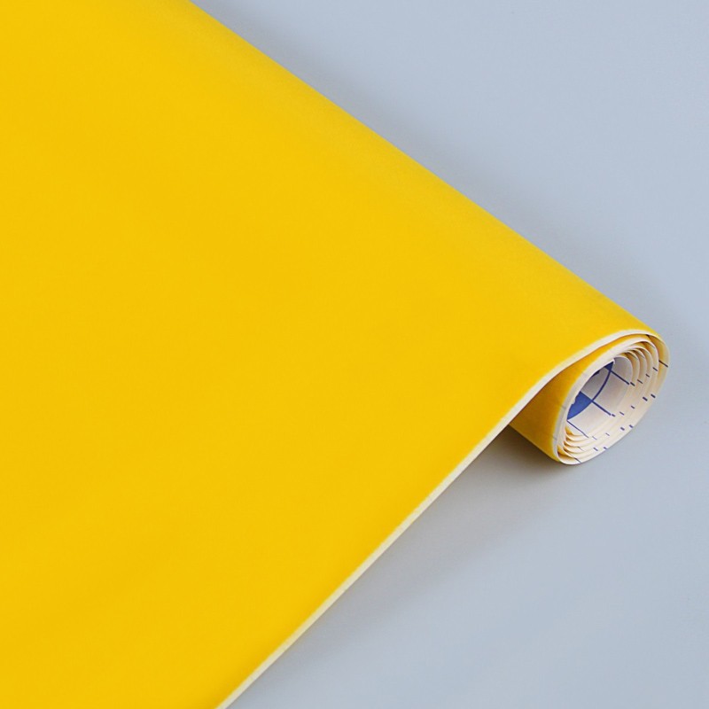 Бумага бархатная самоклеящаяся SADIPAL в рулоне 0,45х1 м Желтый наклейка бумага подбадривающие зверята d 2 5 см 500 шт в рулоне 3х6 5х6 5 см