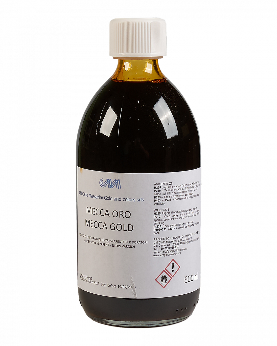 Лак для золочения Masserini защитный золотистый 500 мл, стеклянная бутылка M-MECGOLD004