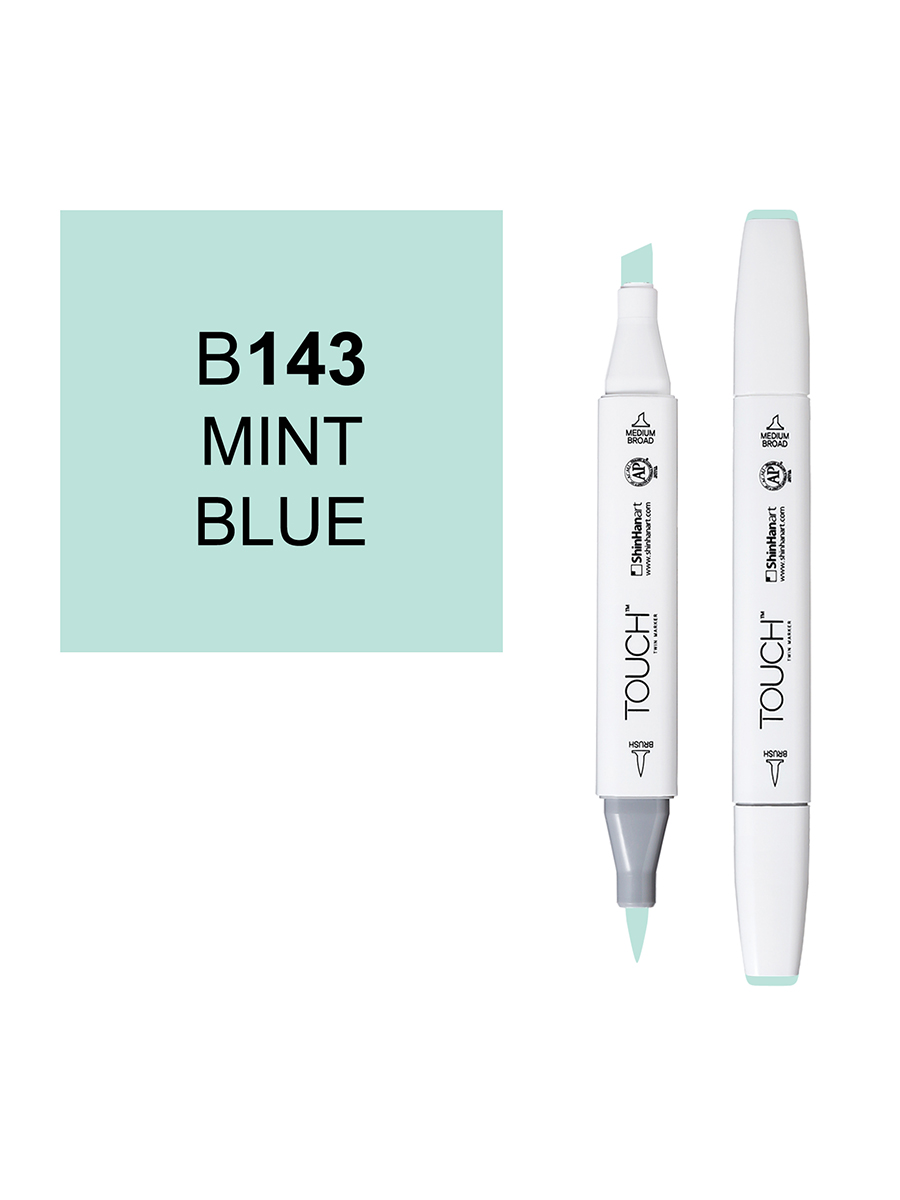 Маркер спиртовой BRUSH Touch Twin цв. B143 мятный синий маркер спиртовой brush touch twin цв pb72 синий наполеон