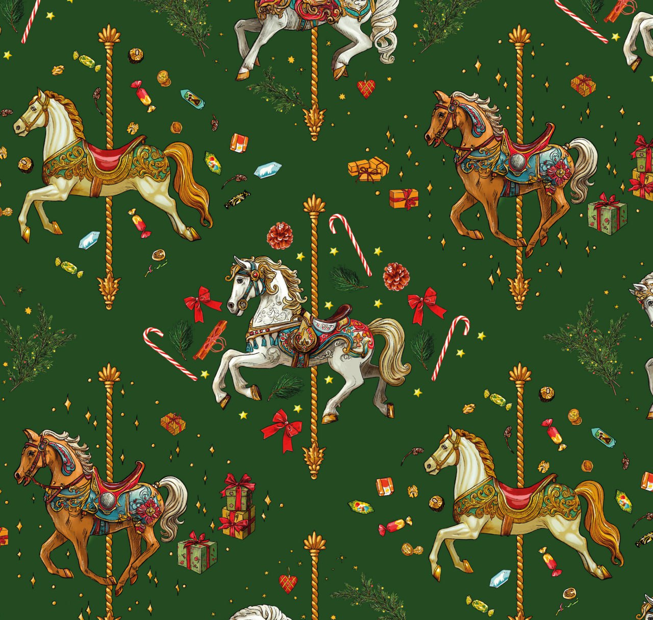 Бумага НГ Карусель с лошадками 214₽