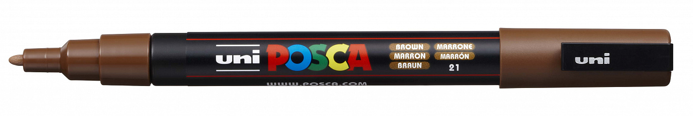 Маркер UNI "POSCA" PC-3M, 0,9-1,3 мм, наконечник пулевидный, №21 цвет коричневый