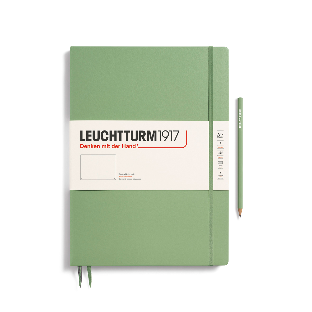 Записная книжка нелинованная Leuchtturm Master Slim А4+ 123 стр., твердая обложка пастельный зеленый записная книжка а6 24л кл sign сшивка ассорти languo