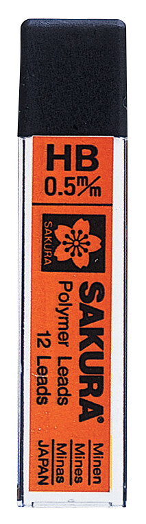 Стержни для механических карандашей Sakura НВ 0.5мм 12 шт в пенале