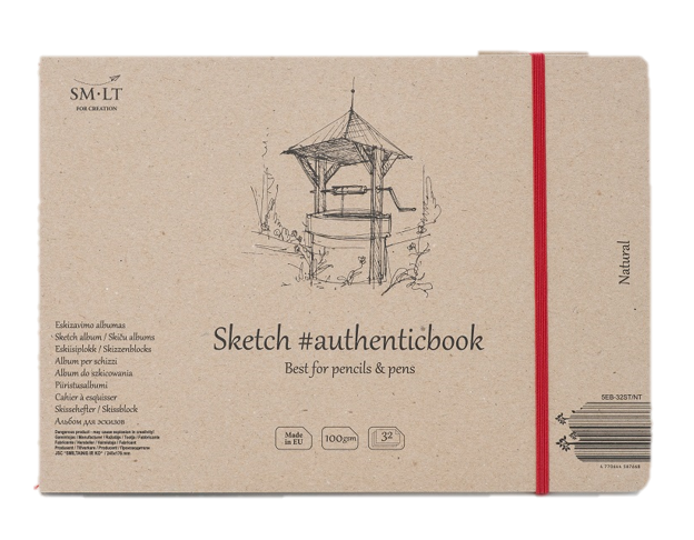 Скетчбук SMLT Natural #authenticbook (белый) с резинкой 24,5x18 см 32 л 100 г