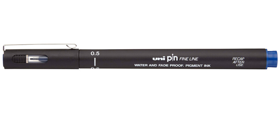 Линер UNI PIN05-200 (S) 0,5 мм, синий пифагор папка для рисунков и чертежей а2