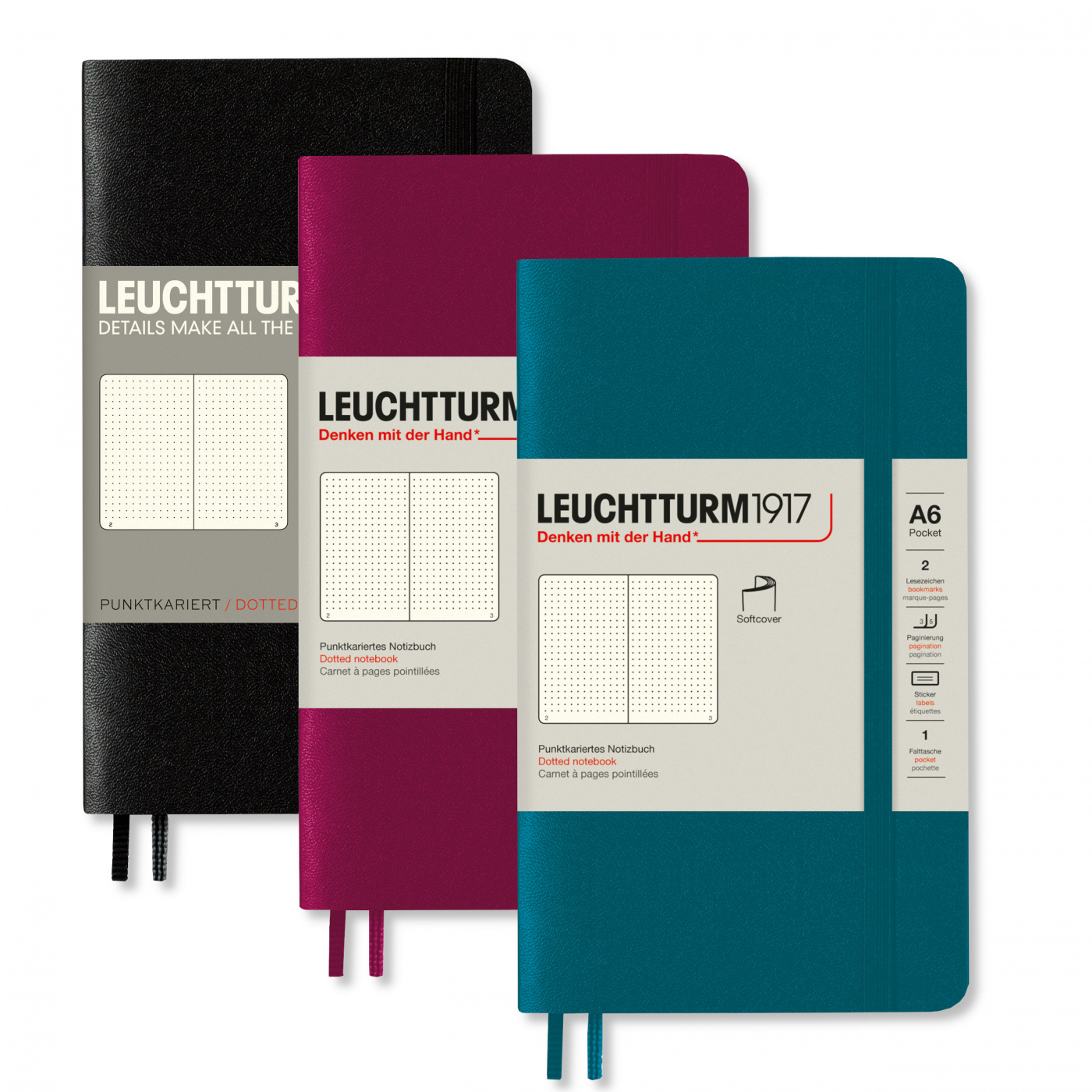 Записная книжка в точку Leuchtturm Pocket A6 123 стр., мягкая обложка Lecht-362852;Lecht-363952;Lecht-362854;Lecht-355286;Lecht-311346