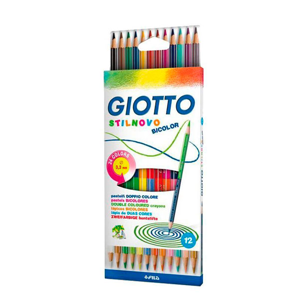 Набор карандашей цветных гексогональных, двусто Fila Giotto "Stilnovo Bicolor Ast" 24 цв 12 шт