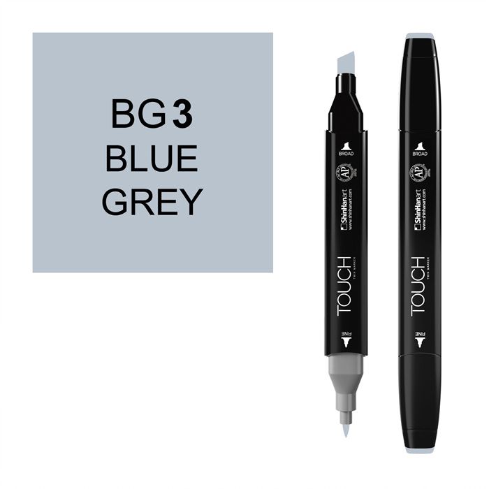 Маркер спиртовой Touch Twin цв. BG3 серо-синий penac шариковая ручка автоматическая sleek touch pastel 1 0мм корпус пастельный зеленый синяя арт ba1304 29m