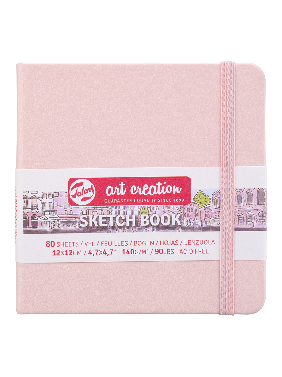 Блокнот для зарисовок Art Creation 12х12 см 80 л 140 г, твердая обложка, розовый блокнот на гибком переплете falafel books а5 white