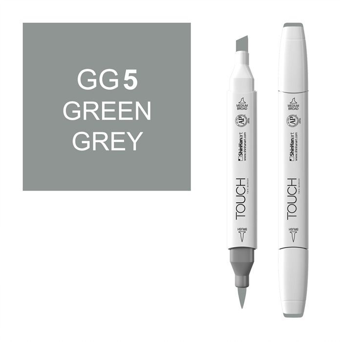 Маркер спиртовой BRUSH Touch Twin цв. GG5 серо-зелёный маркер двухсторонний на спиртовой основе sketchmarker brush серо зеленый 4