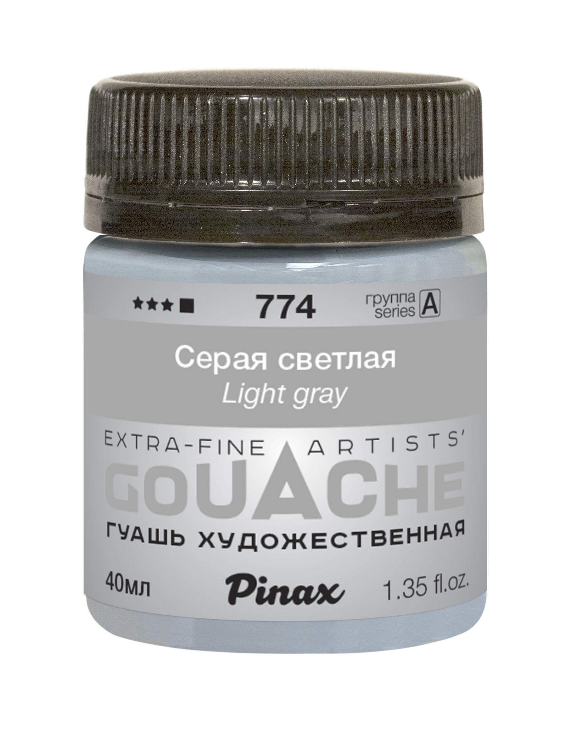 Гуашь Pinax, банка 40 мл, Серая светлая