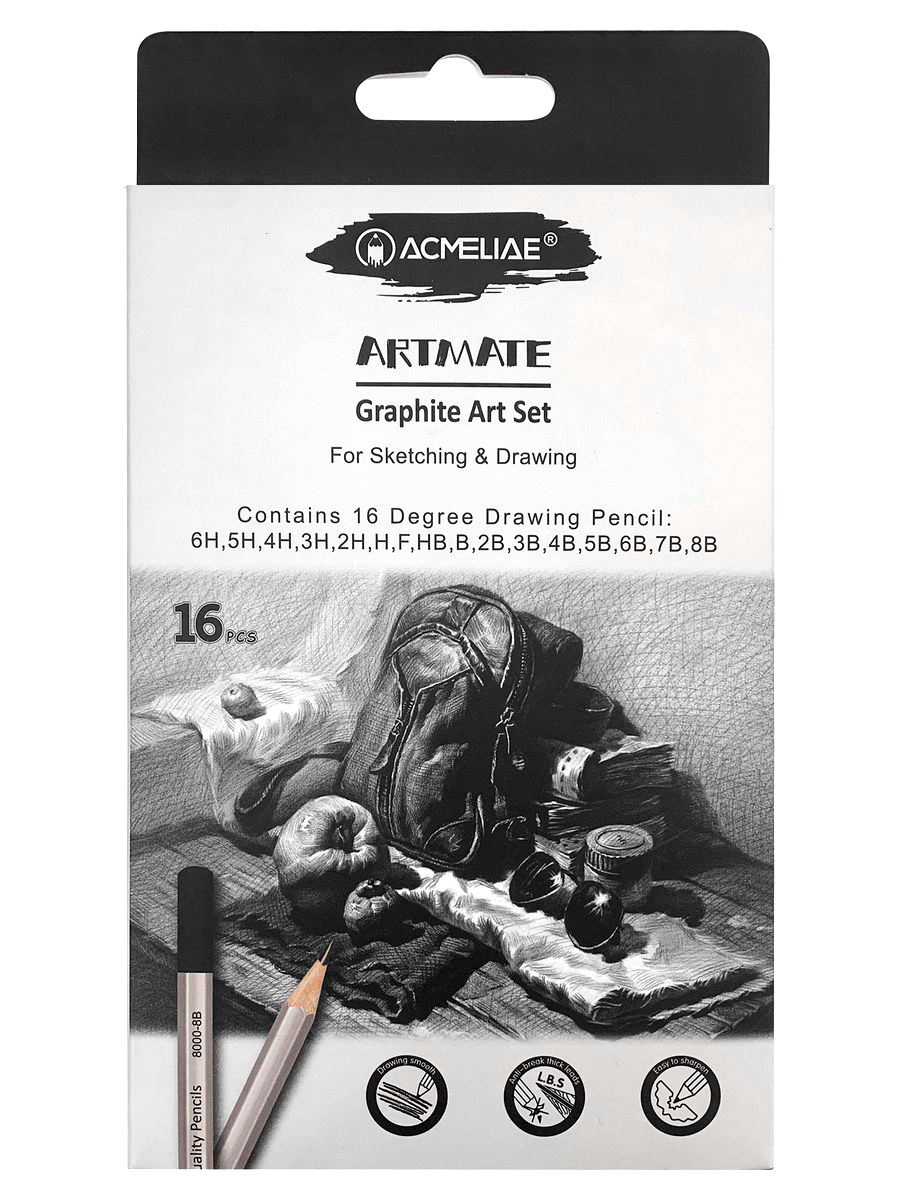 Набор карандашей чернографитных ACMELIAE 16 твердостей от 6H до 8B в картоне ветеринарная акупунктура учебное пособие для вузов