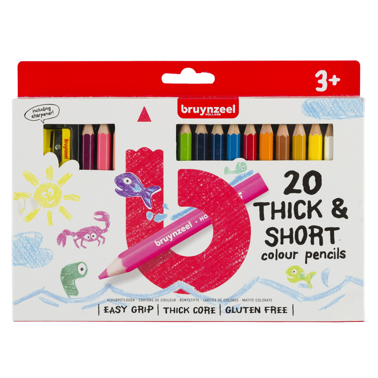 Набор карандашей цветных Bruynzeel 20 шт (толстые)+ точилка, для детей от 3 лет, в картонной коробке BS-60112020 - фото 1