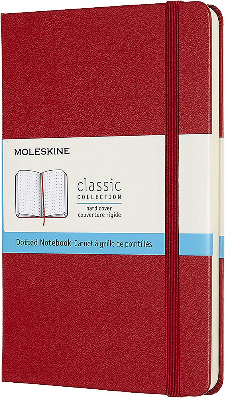 Записная книжка, пунктир Moleskine "Classic" Medium 115х180 мм 240 стр., твердая обложка красная