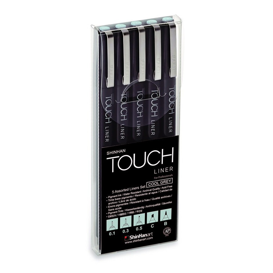 Набор линеров Touch Liner 5 шт. 0,1 мм-0,5 мм C, B, цвет серый холодный T-4101205 - фото 1