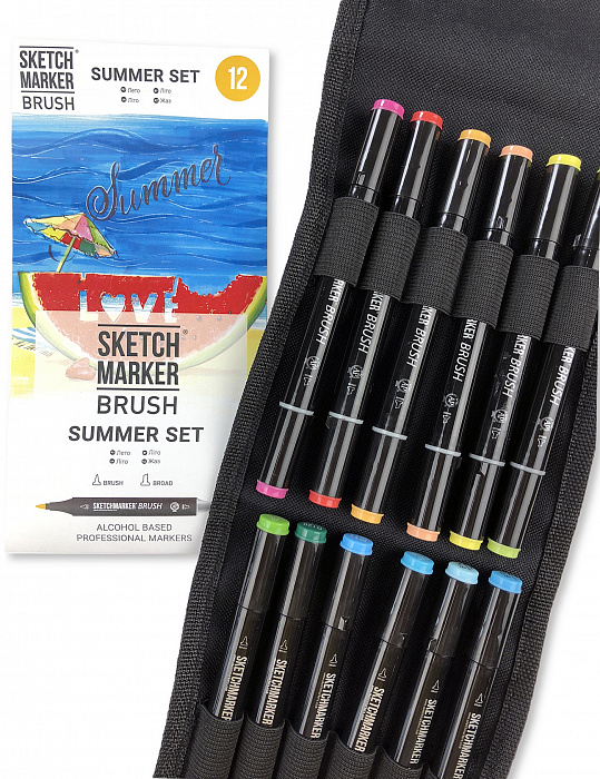 Набор маркеров Sketchmarker Brush 12 Summer Set- Лето (12 маркеров+сумка органайзер) SMB-12SUMM - фото 3