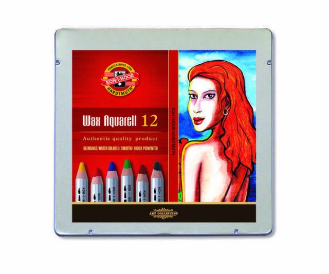 Набор карандашей акварельных восковых Koh-I-Noor 12 цветов в металле