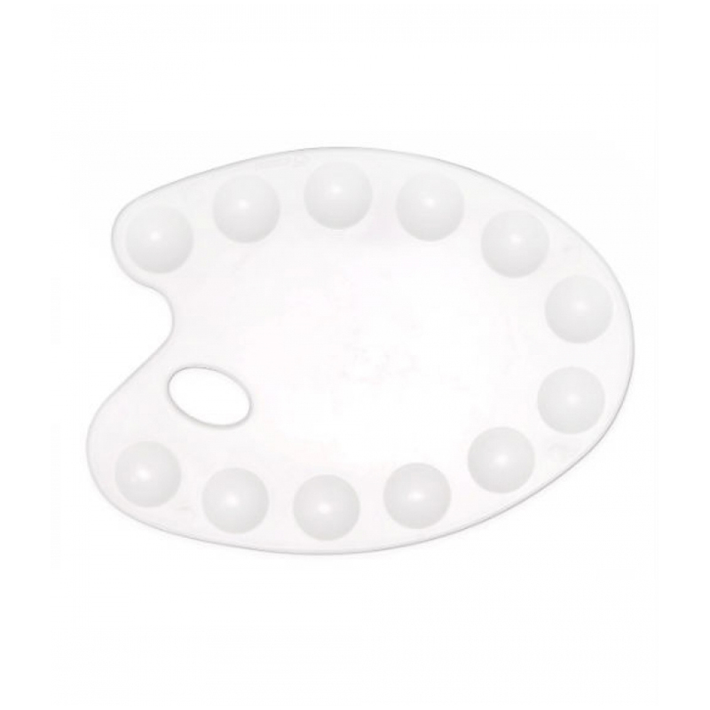 Палитра пластиковая Гамма, малая, овальная, 12 ячеек, белая палитра пластиковая гамма плоская овальная белая