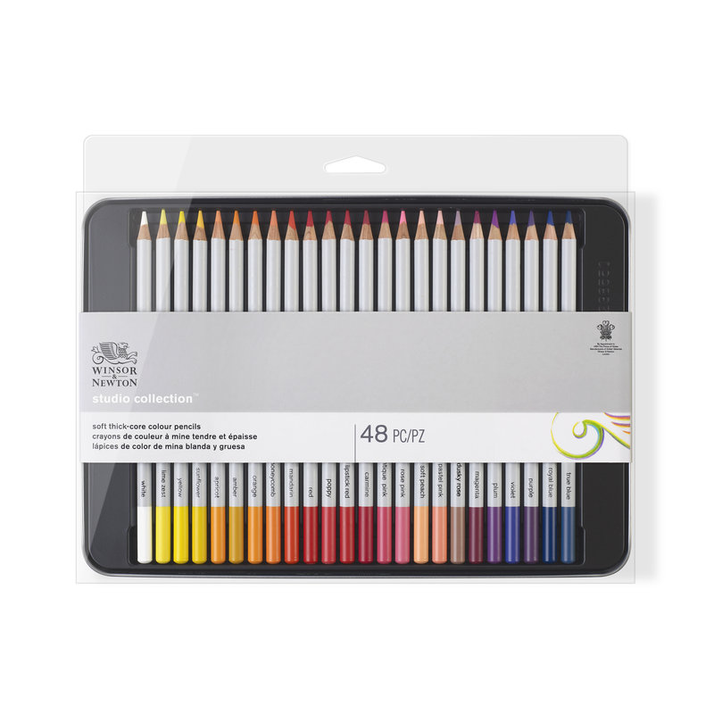 Набор карандашей цветных Winsor & Newton 48 цветов, в металлической коробке
