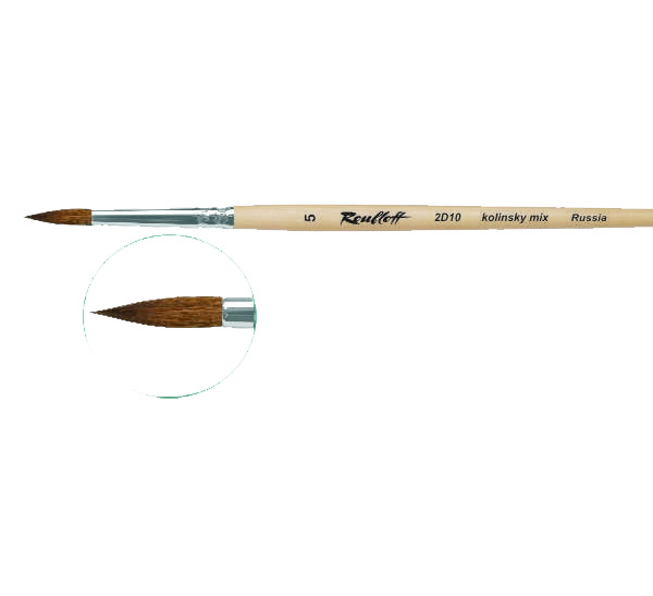 Кисть колонок микс 1 круглая Roubloff 2D10 короткая ручка плак 288₽