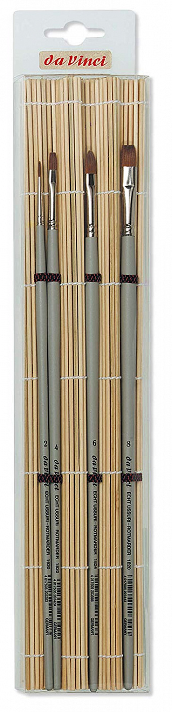 Набор кистей соболь Da Vinci 4 шт с бамбуковой подложкой крошка я набор детской бамбуковой посуды совушка