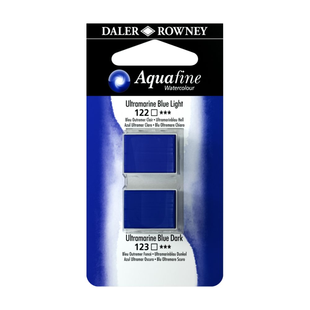 Акварель Daler-Rowney "AQUAFINE" в кюветах, 2 шт, светлый ультра синий/синий