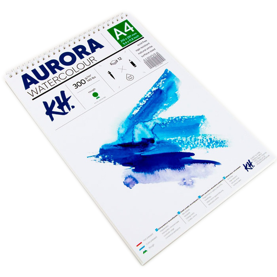 Альбом для акварели на спирали Aurora Rough А4 12 л 300 г 100% целлюлоза бумага для акварели aurora 54х78 см 300 г горячего пресования