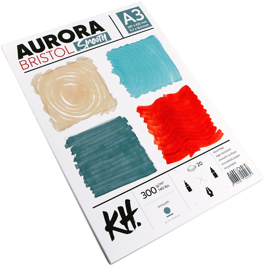 Альбом-склейка для графики Aurora Bristol А3 20 л 300 г, гладкий альбом для рисования 40л а4 забавные коты скрепка выб уф лак ассорти