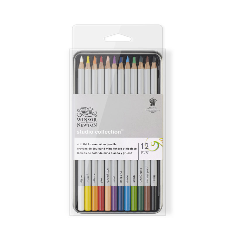 Набор карандашей цветных Winsor & Newton 12 цветов, в металлической коробке W&N-0490012 - фото 1