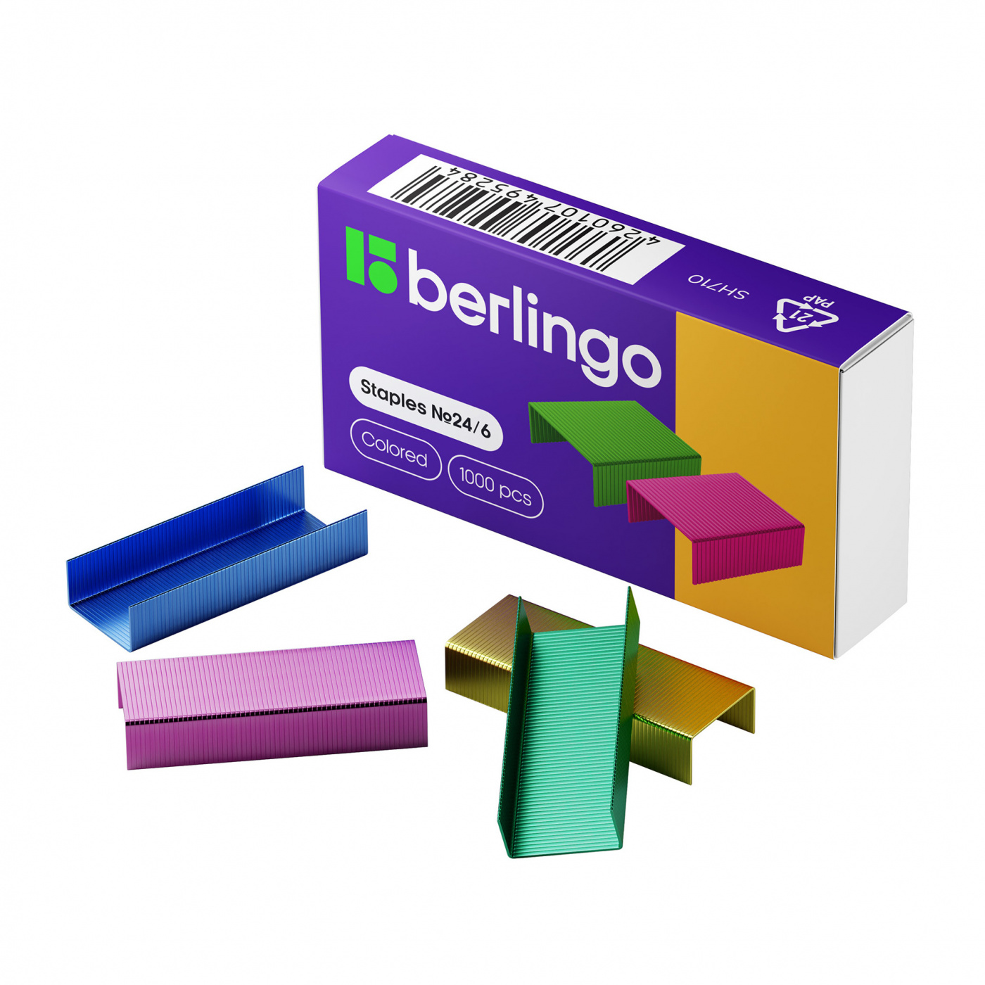 Скобы для степлера Beringo №24/6 1000 шт, цветные скобы для степлера beringo 24 6 1000 шт ные