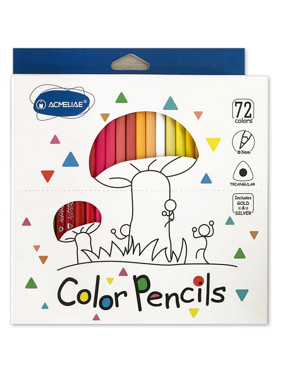 Набор карандашей цветных трехгранных Acmeliae 72 цв, в картонном футляре набор для детского творчества мягкая картинка для малышей зверушки 2855 аппликация 3 упаковка