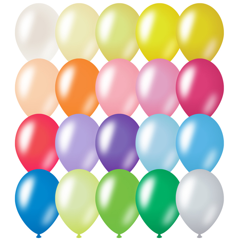 Набор воздушных шаров MESHU М12/30 см, 100 шт, металлик, 20 цветов ассорти набор воздушных шаров meshu м12 30 см 50 шт пастель белый