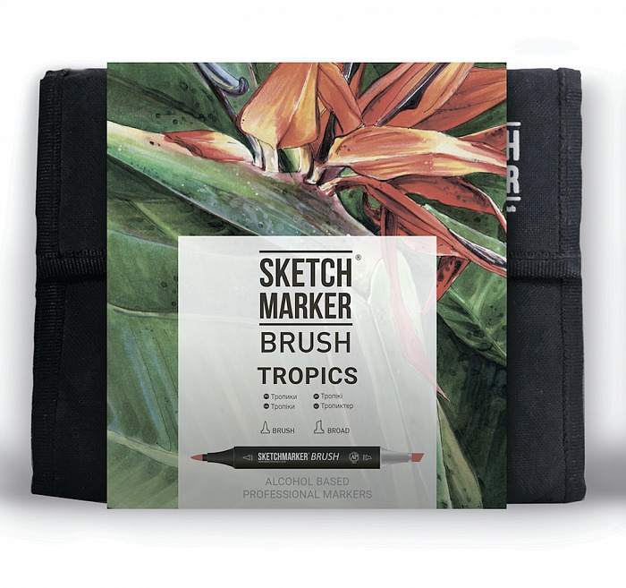Набор маркеров Sketchmarker Brush 36 Tropics Set- Тропики (36 маркеров+сумка органайзер) SMB-36TROP - фото 1