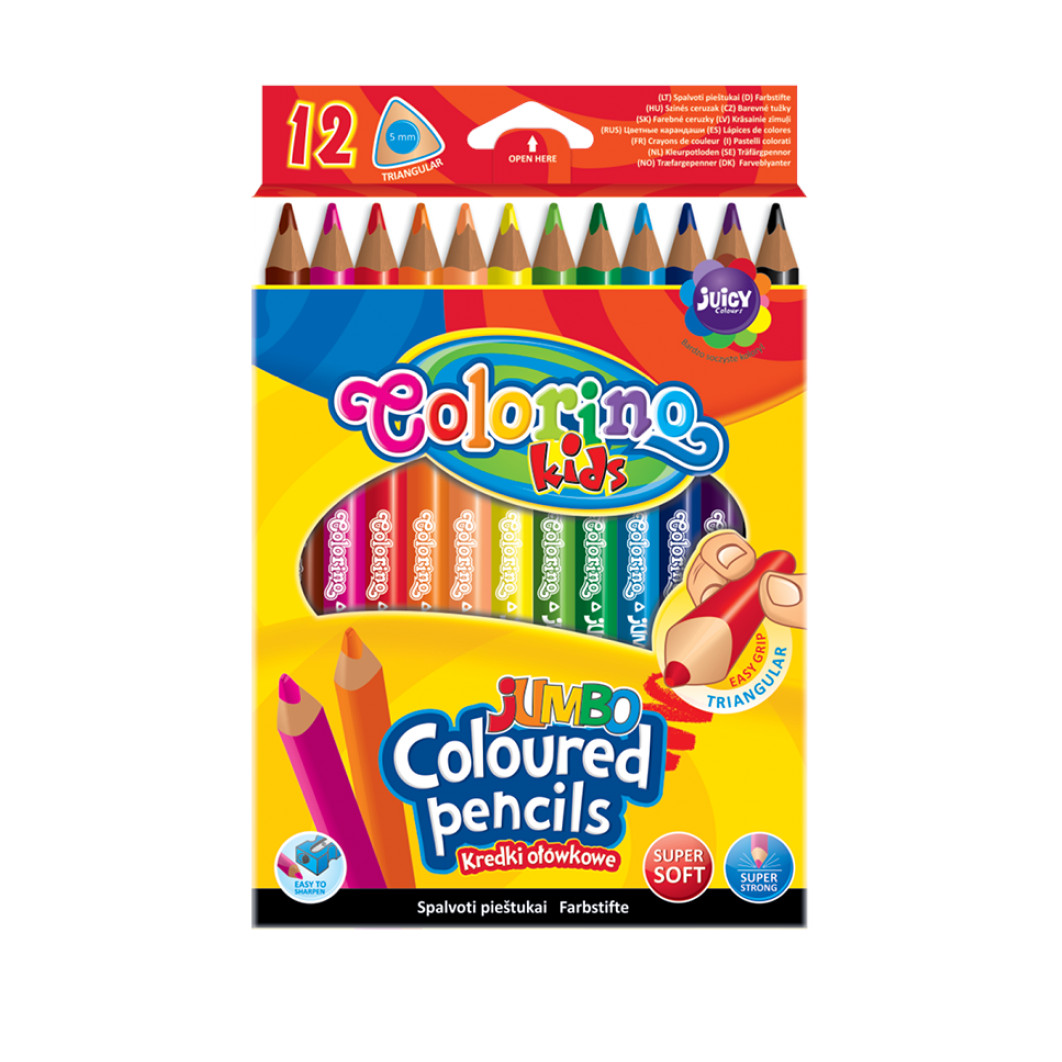 Набор карандашей цветных Colorino JUMBO 12 цветов прятки для самых маленьких кто сказал ква