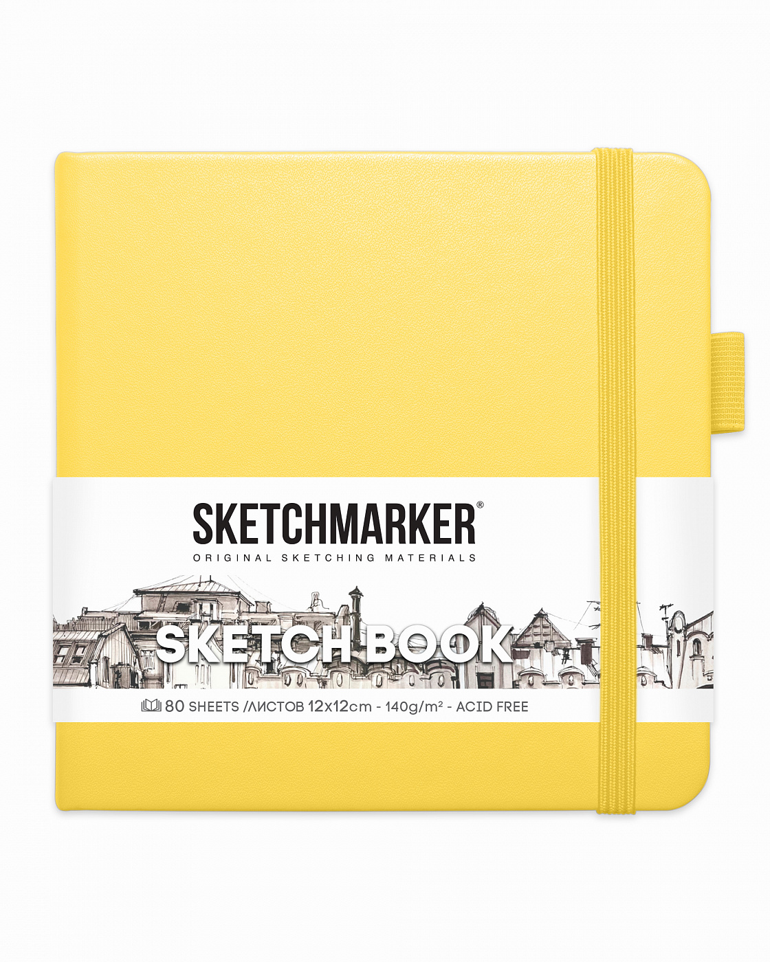 Блокнот для зарисовок Sketchmarker 12х12 см 80 л 140 г, твердая обложка Лимонный ежедневник в твердой обложке а5 160 л мрамор