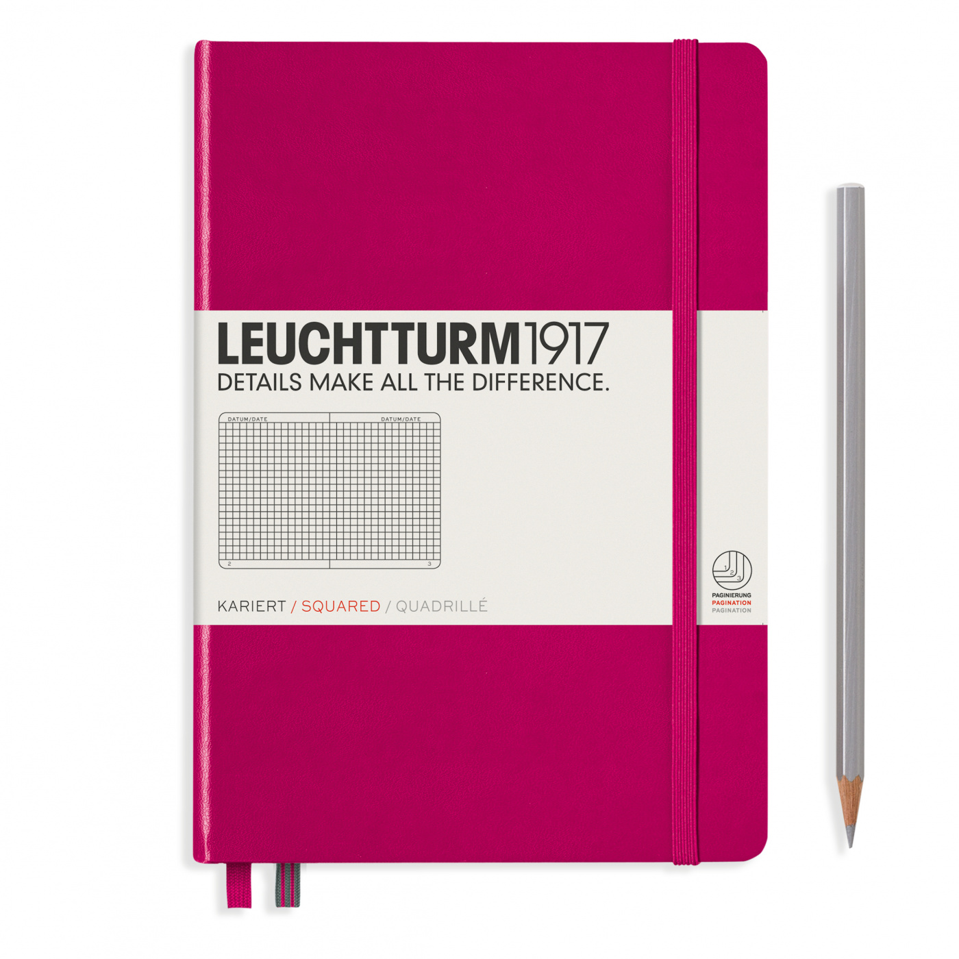 Записная книжка в клетку Leuchtturm A5 251 стр., твердая обложка розовая энциклопедия в твёрдом переплёте что откуда берётся 64 стр