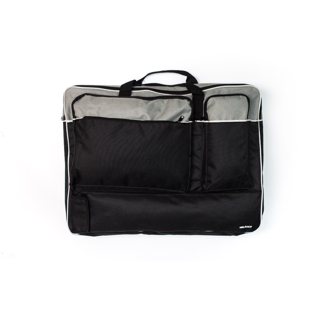 Сумка для художника Малевичъ 63х47 см с карманами, серая сумка для художника сонет 350 х240 х45 мм с внутренними отделениями и ремнем черная