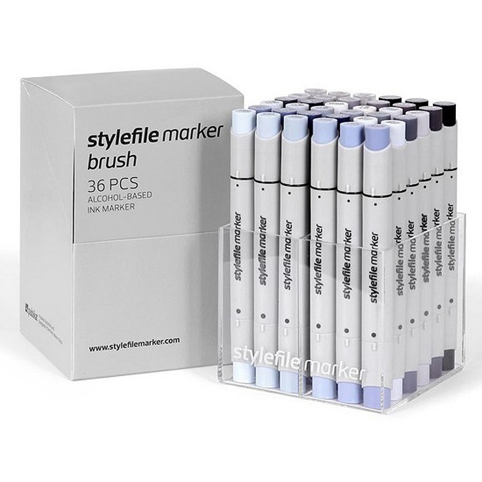 Набор маркеров Stylefile Brush 36 шт оттенки серого SFSBR36GR - фото 1