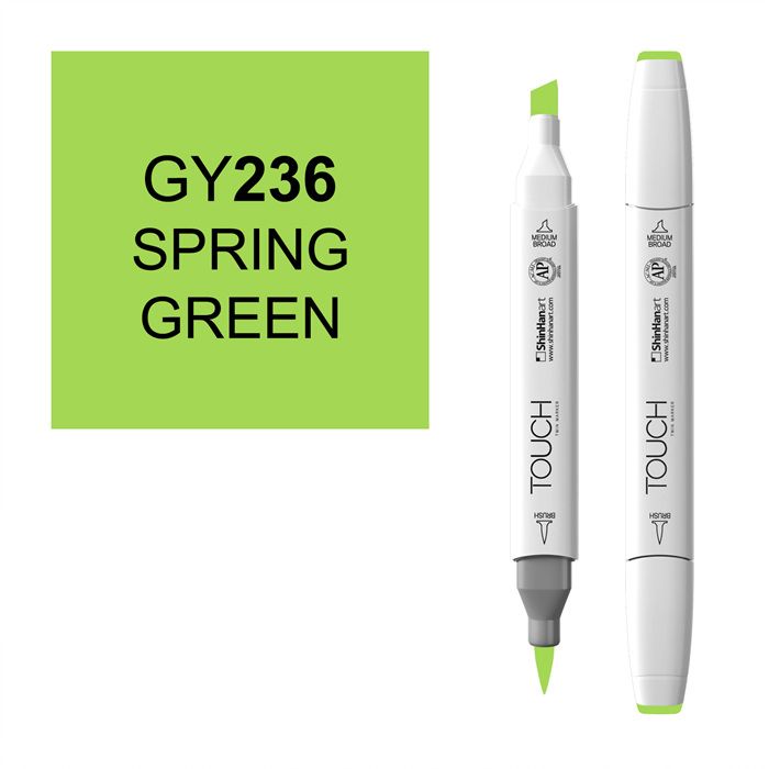 Маркер спиртовой BRUSH Touch Twin цв. GY236 весенний зелёный маркер художественный сонет twin brush зелёный попугай сонет