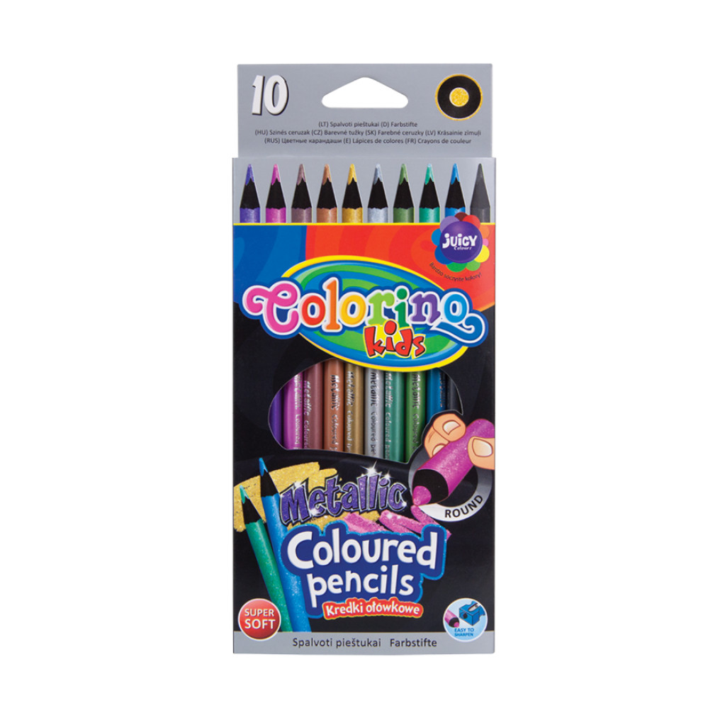 Набор карандашей цветных Colorino Metallic 10 цветов набор металлических машин стройка инерция 3 штуки в пакете