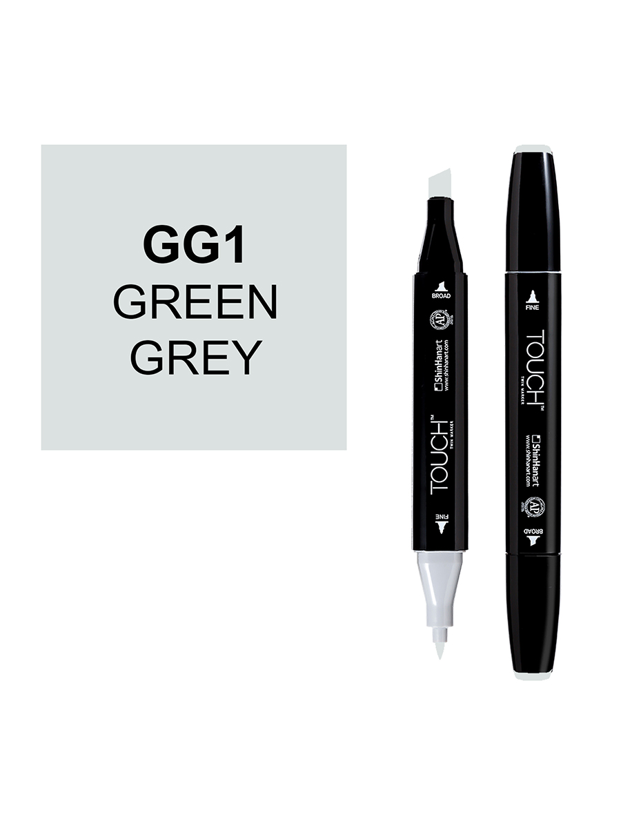 Маркер спиртовой BRUSH Touch Twin цв. GG1 серо-зелёный фломастер кисть pentel brush sign pen серо голубой